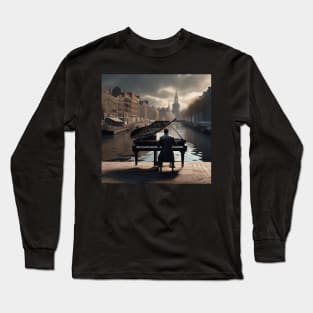 Pianist Playing The Piano Near The Amsterdam Canals Long Sleeve T-Shirt